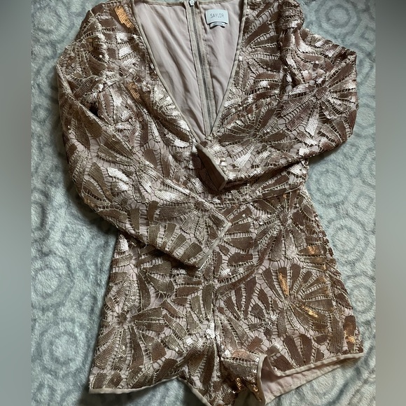 SAYLOR Jacqueline Rose Gold Sequin Romper - Picture 7 of 7